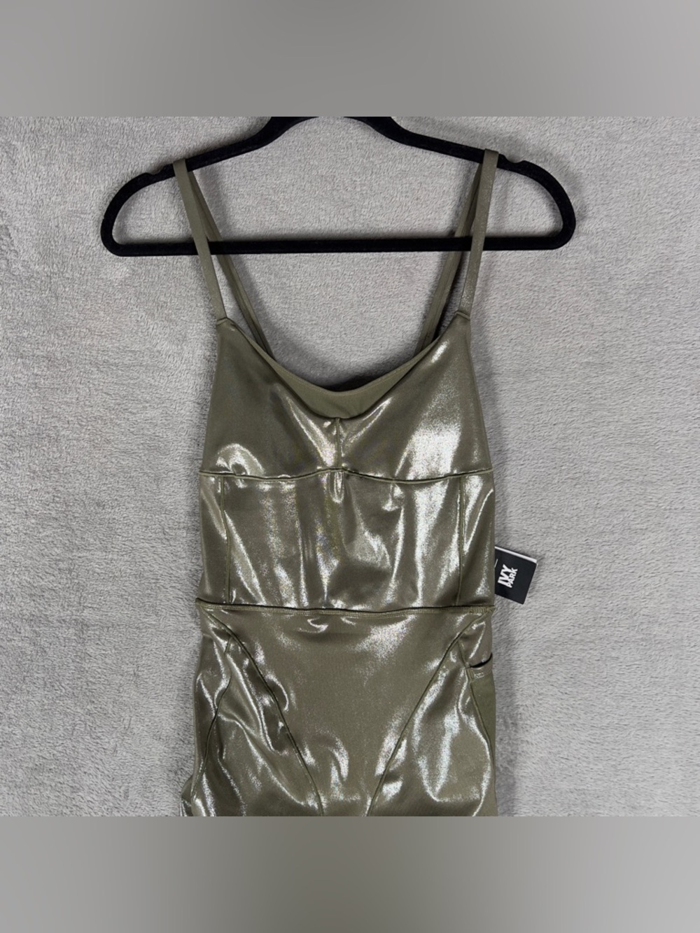 Ivy Park Beyonce x Adidas V-Neck Catsuit Women's Medium Metallic Dark Khaki NWT - Picture 4 of 11